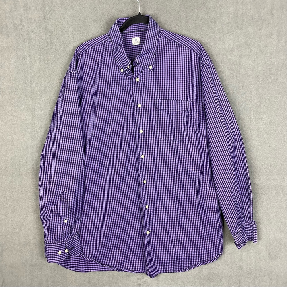 Peter Millar Men's XL Small Check Purple and Black Long Sleeve Button Down Shirt